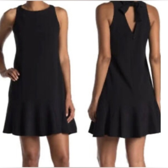 Eliza J Dresses & Skirts - Eliza J Black Bow Tie Back Neck Flounce Hem Mini dress size 20W